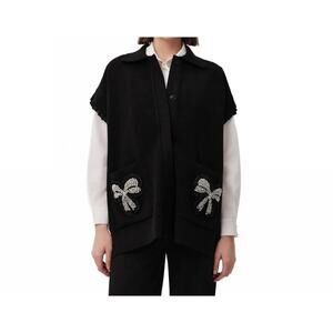 NEW EXQUISE magnolia knit vest in black